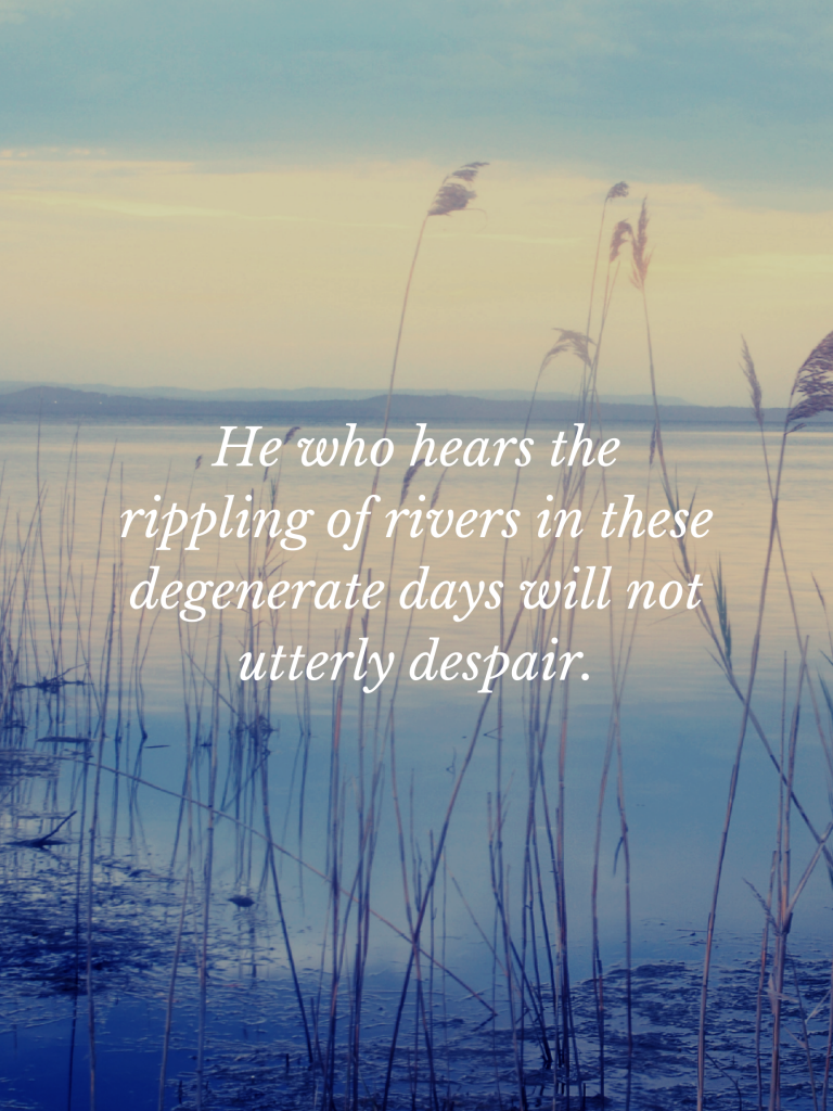 “He who hears the rippling of rivers in these degenerate days will not utterly despair.” – Henry David Thoreau